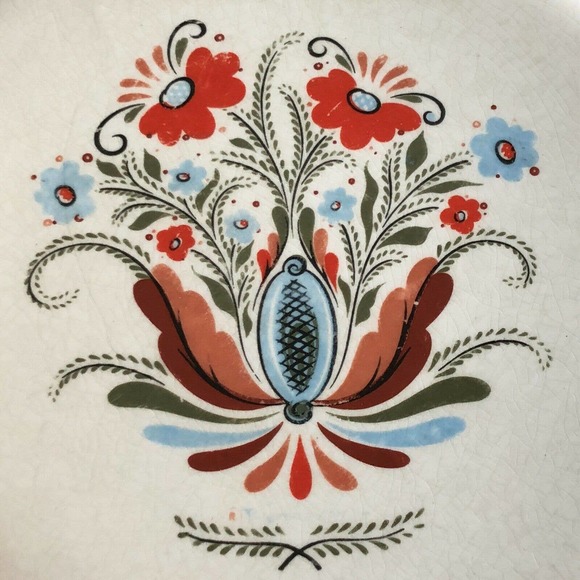 Set of 2 Johnson Brothers Berggren 8" Plates Folk Art Flowers Swedish Design - Picture 3 of 12